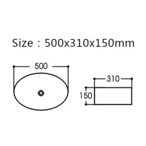 UMYWALKA NABLATOWA CERAMICZNA OWALNA CARI-MAR5-500 CZARNY MARMUR MAT 50x31 CM