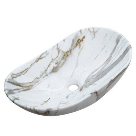 UMYWALKA NABLATOWA CERAMICZNA OWALNA LAVI-MAR1-625 BIAŁY MARMUR POŁYSK 62x36 CM