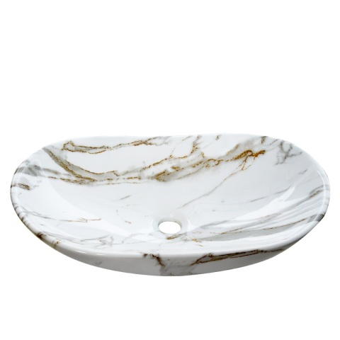 UMYWALKA NABLATOWA CERAMICZNA OWALNA LAVI-MAR1-625 BIAŁY MARMUR POŁYSK 62x36 CM