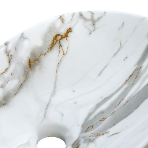 UMYWALKA NABLATOWA CERAMICZNA OWALNA LAVI-MAR1-625 BIAŁY MARMUR POŁYSK 62x36 CM