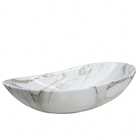 UMYWALKA NABLATOWA CERAMICZNA OWALNA LAVI-MAR1-625 BIAŁY MARMUR POŁYSK 62x36 CM