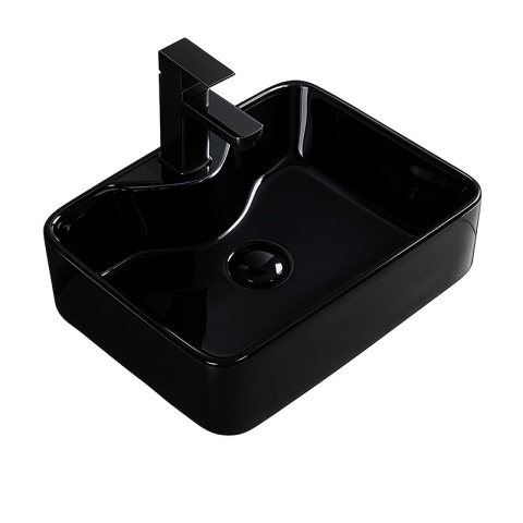 UMYWALKA NABLATOWA CERAMICZNA PROSTOKĄTNA ELISE-BL-480 CZARNY POŁYSK 48x37 CM