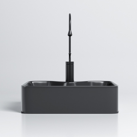 UMYWALKA NABLATOWA CERAMICZNA PROSTOKĄTNA ELISE-BL-480 CZARNY POŁYSK 48x37 CM