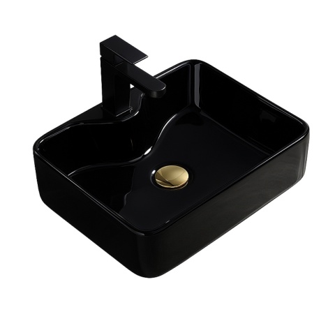 UMYWALKA NABLATOWA CERAMICZNA PROSTOKĄTNA ELISE-BL-480 CZARNY POŁYSK 48x37 CM