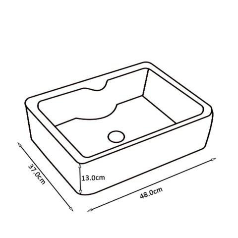 UMYWALKA NABLATOWA CERAMICZNA PROSTOKĄTNA ELISE-BL-480 CZARNY POŁYSK 48x37 CM