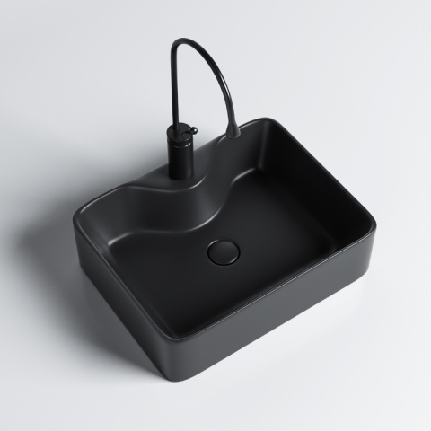 UMYWALKA NABLATOWA CERAMICZNA PROSTOKĄTNA ELISE-MTB-480 CZARNY MAT 48x37 CM