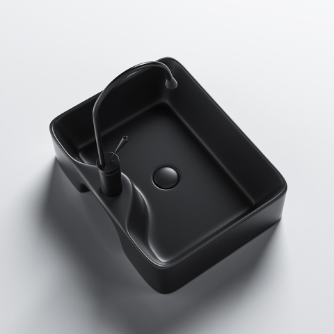 UMYWALKA NABLATOWA CERAMICZNA PROSTOKĄTNA ELISE-MTB-480 CZARNY MAT 48x37 CM