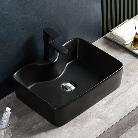 UMYWALKA NABLATOWA CERAMICZNA PROSTOKĄTNA ELISE-MTB-480 CZARNY MAT 48x37 CM