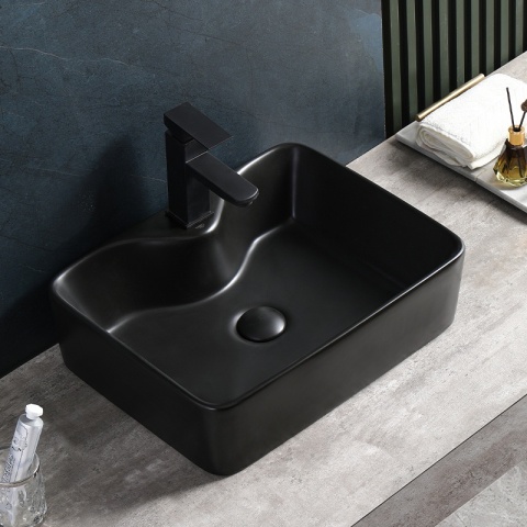 UMYWALKA NABLATOWA CERAMICZNA PROSTOKĄTNA ELISE-MTB-480 CZARNY MAT 48x37 CM