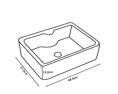 UMYWALKA NABLATOWA CERAMICZNA PROSTOKĄTNA ELISE-WH-480 BIAŁA POŁYSK 48x37 CM