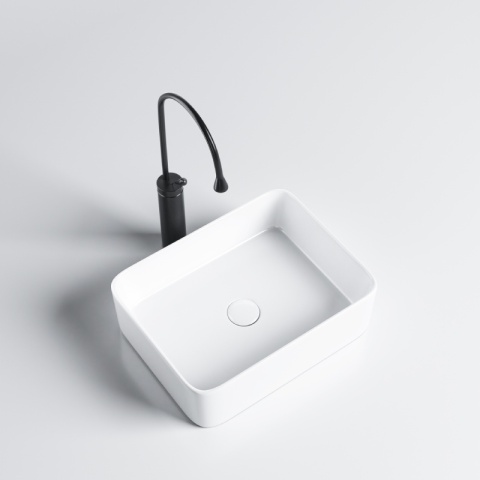 UMYWALKA NABLATOWA CERAMICZNA PROSTOKĄTNA LUXO-WH-410 BIAŁY POŁYSK 41x31 CM