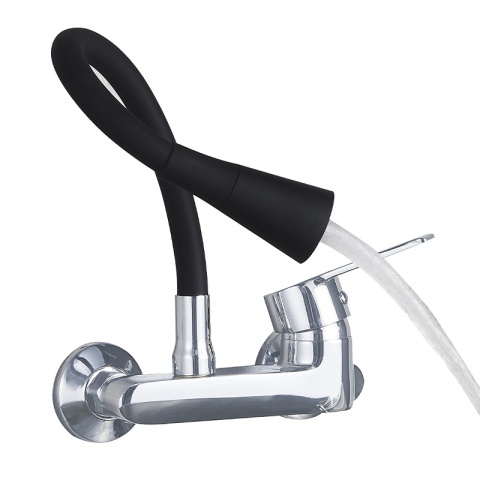 BATERIA KUCHENNA ŚCIENNA HARBOR GIĘTKA CZARNA WYLEWKA PODSTAWA CHROM