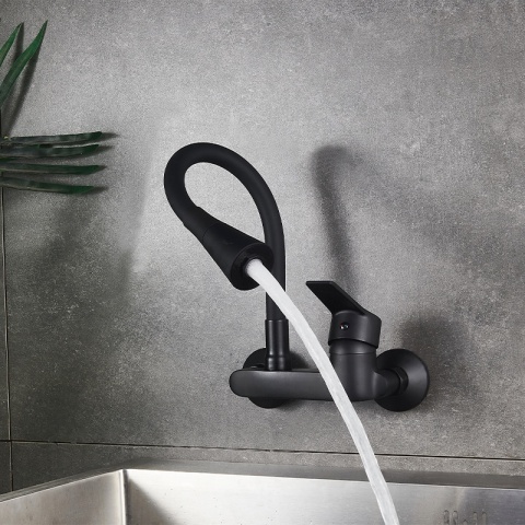 BATERIA KUCHENNA ŚCIENNA HARBOR GIĘTKA CZARNA WYLEWKA PODSTAWA CZARNA