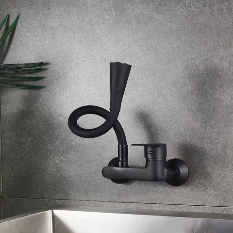 BATERIA KUCHENNA ŚCIENNA HARBOR GIĘTKA CZARNA WYLEWKA PODSTAWA CZARNA