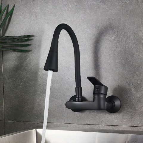 BATERIA KUCHENNA ŚCIENNA HARBOR GIĘTKA CZARNA WYLEWKA PODSTAWA CZARNA