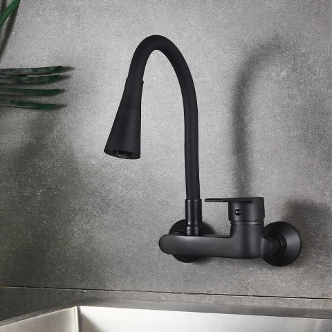 BATERIA KUCHENNA ŚCIENNA HARBOR GIĘTKA CZARNA WYLEWKA PODSTAWA CZARNA