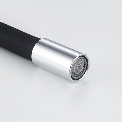 BATERIA KUCHENNA ŚCIENNA KRAN LARGO GIĘTKA CZARNA WYLEWKA PODSTAWA CHROM