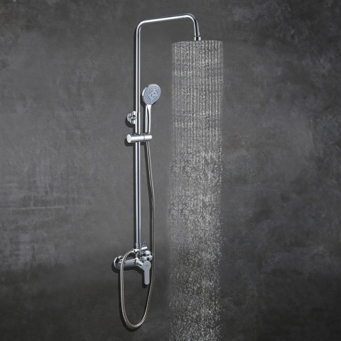 BATERIA PRYSZNICOWA ŁAZIENKOWA ŚCIENNA ZESTAW Z DESZCZOWNICĄ HAVANA CHROM