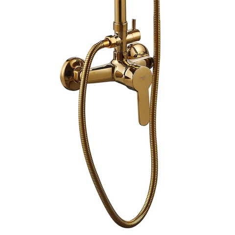 BATERIA PRYSZNICOWA ŁAZIENKOWA ŚCIENNA ZESTAW Z DESZCZOWNICĄ HAVANA ZŁOTA