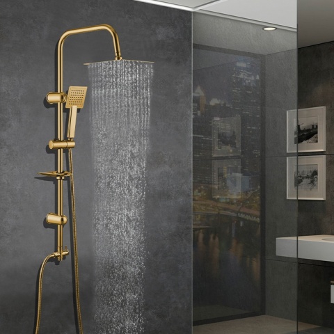 ZESTAW PRYSZNICOWY ŁAZIENKOWY Z DESZCZOWNICĄ ŚCIENNY MANS ZŁOTY