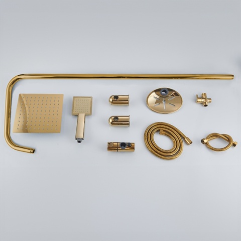 ZESTAW PRYSZNICOWY ŁAZIENKOWY Z DESZCZOWNICĄ ŚCIENNY MANS ZŁOTY