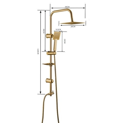ZESTAW PRYSZNICOWY ŁAZIENKOWY Z DESZCZOWNICĄ ŚCIENNY MANS ZŁOTY