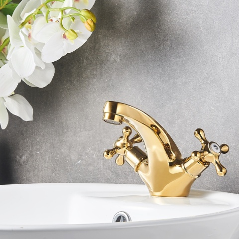 BATERIA UMYWALKOWA ŁAZIENKOWA STOJĄCA RETRO VIOLA ZŁOTA