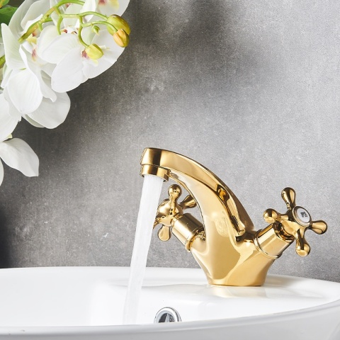 BATERIA UMYWALKOWA ŁAZIENKOWA STOJĄCA RETRO VIOLA ZŁOTA