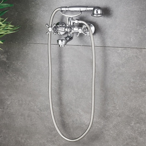 BATERIA WANNOWA ŚCIENNA PRYSZNICOWA ŁAZIENKOWA RETRO ZESTAW GLEN-CH CHROM