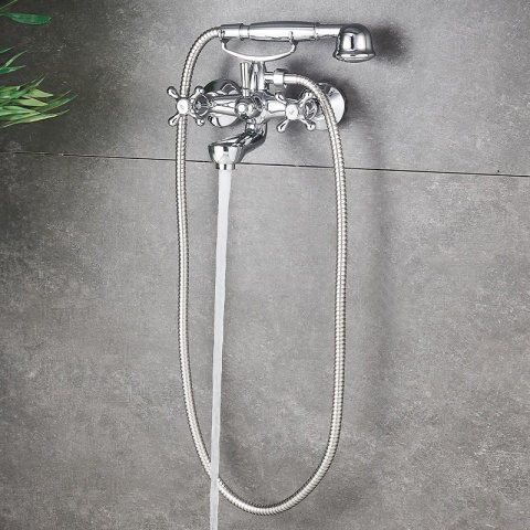 BATERIA WANNOWA ŚCIENNA PRYSZNICOWA ŁAZIENKOWA RETRO ZESTAW GLEN-CH CHROM