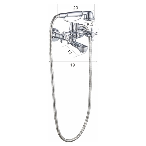 BATERIA WANNOWA ŚCIENNA PRYSZNICOWA ŁAZIENKOWA RETRO ZESTAW GLEN-CH CHROM