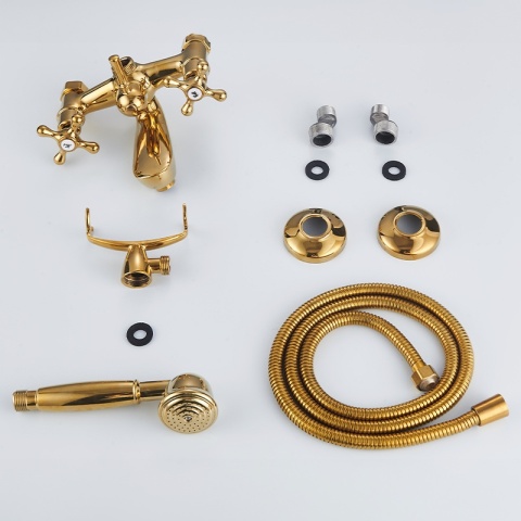 BATERIA WANNOWA ŚCIENNA PRYSZNICOWA ŁAZIENKOWA RETRO ZESTAW GLEN-GL ZŁOTA