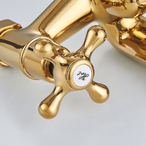 BATERIA WANNOWA ŚCIENNA PRYSZNICOWA ŁAZIENKOWA RETRO ZESTAW GLEN-GL ZŁOTA