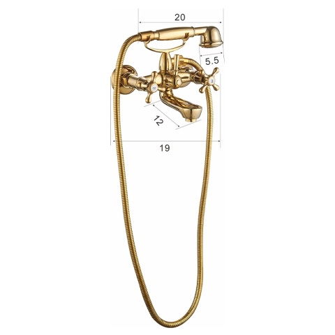 BATERIA WANNOWA ŚCIENNA PRYSZNICOWA ŁAZIENKOWA RETRO ZESTAW GLEN-GL ZŁOTA