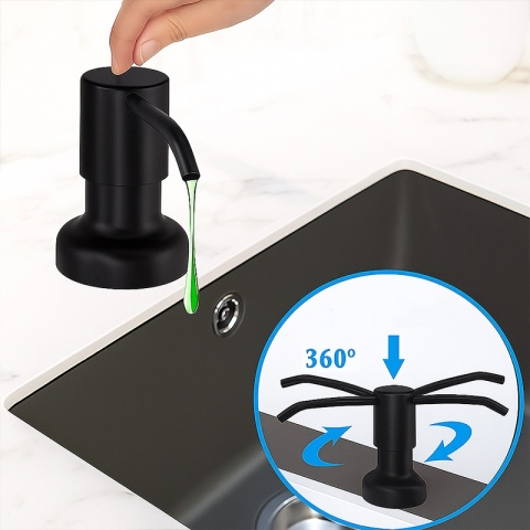 DOZOWNIK DO PŁYNU DO NACZYŃ DO ZLEWOZMYWAKA ZLEWU KUCHENNEGO CZARNY TARA-BL-2