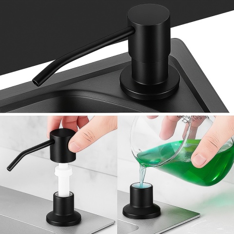 DOZOWNIK DO PŁYNU DO NACZYŃ DO ZLEWOZMYWAKA ZLEWU KUCHENNEGO CZARNY TARA-BL