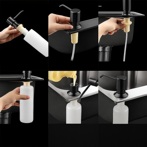 DOZOWNIK DO PŁYNU DO NACZYŃ DO ZLEWOZMYWAKA ZLEWU KUCHENNEGO CZARNY TARA-BL