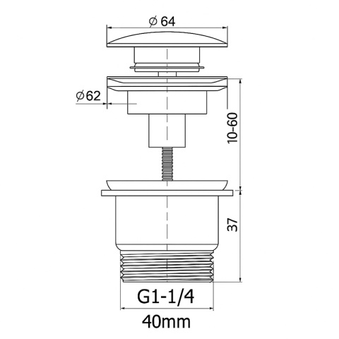 KOREK DO UMYWALKI KLIK-KLAK AUTOMATYCZNY UNIWERSALNY LUIS-BL CZARNY