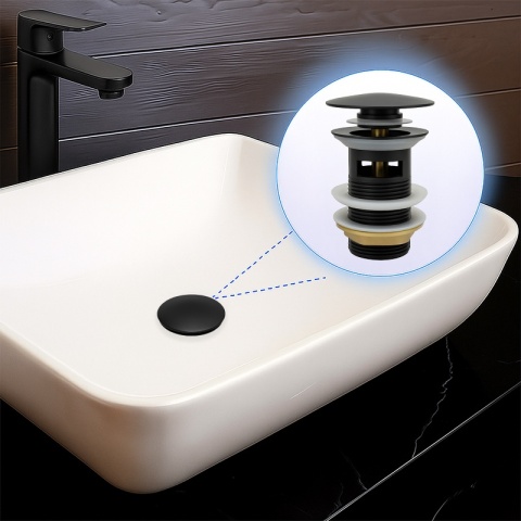 KOREK DO UMYWALKI KLIK-KLAK AUTOMATYCZNY Z PRZELEWEM KARL-BL CZARNY