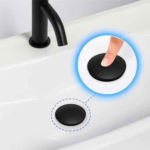 KOREK DO UMYWALKI KLIK-KLAK AUTOMATYCZNY Z PRZELEWEM KARL-BL CZARNY