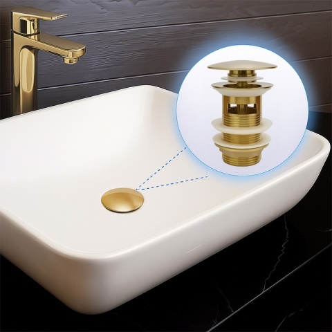 KOREK DO UMYWALKI KLIK-KLAK AUTOMATYCZNY Z PRZELEWEM KARL-GL ZŁOTY