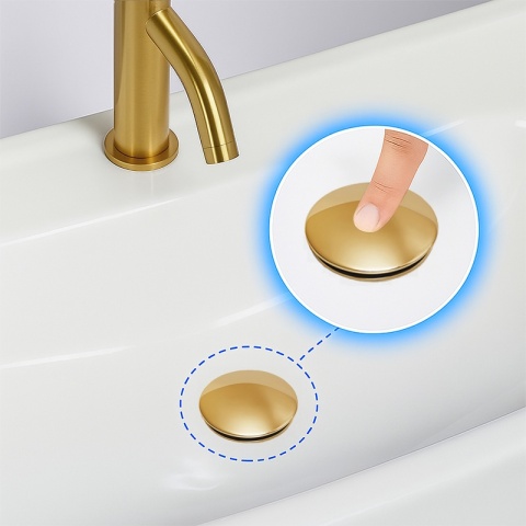 KOREK DO UMYWALKI KLIK-KLAK AUTOMATYCZNY Z PRZELEWEM KARL-GL ZŁOTY