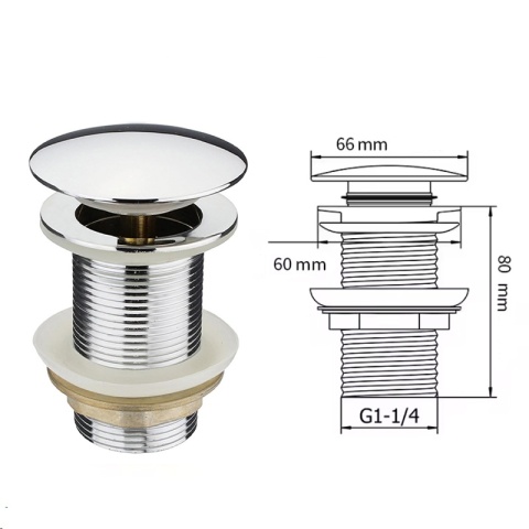 KOREK DO UMYWALKI KLIK-KLAK AUTOMATYCZNY BEZ PRZELEWU LARS-CH CHROM