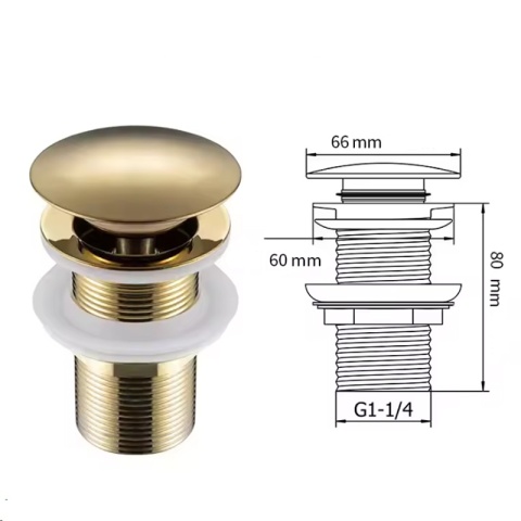 KOREK DO UMYWALKI KLIK-KLAK AUTOMATYCZNY BEZ PRZELEWU LARS-GL ZŁOTY