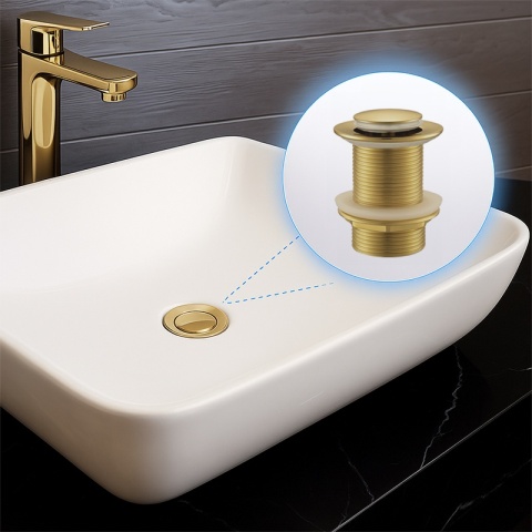 KOREK DO UMYWALKI KLIK-KLAK AUTOMATYCZNY BEZ PRZELEWU MARK-GL ZŁOTY