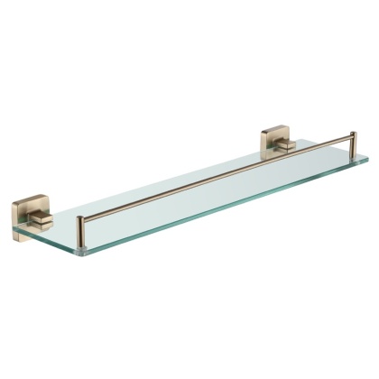 PÓŁKA ŁAZIENKOWA POD LUSTRO SZKLANA WISZĄCA MARGO-GL-BR ZŁOTA SZCZOTKOWANA