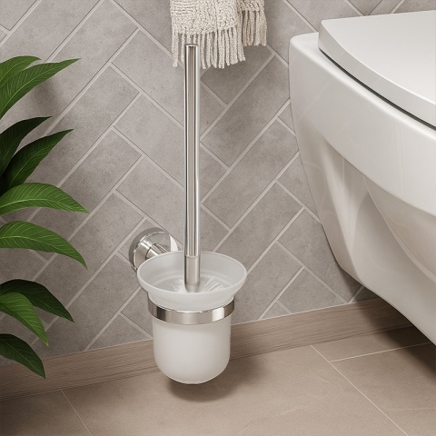 SZCZOTKA DO WC ŁAZIENKOWA TOALETOWA WISZĄCA SZKŁO MEGAN CHROM