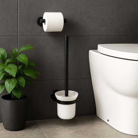 SZCZOTKA DO WC ŁAZIENKOWA TOALETOWA WISZĄCA SZKŁO MEGAN CZARNA