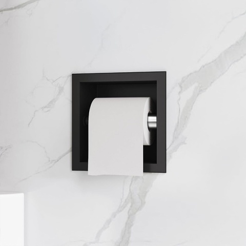 UCHWYT NA PAPIER TOALETOWY ŚCIENNY WNĘKOWY Z KOŁNIERZEM MARCO-BL CZARNY