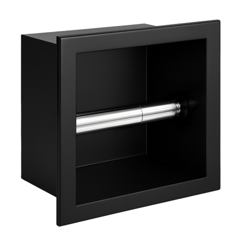 UCHWYT NA PAPIER TOALETOWY ŚCIENNY WNĘKOWY Z KOŁNIERZEM MARCO-BL CZARNY